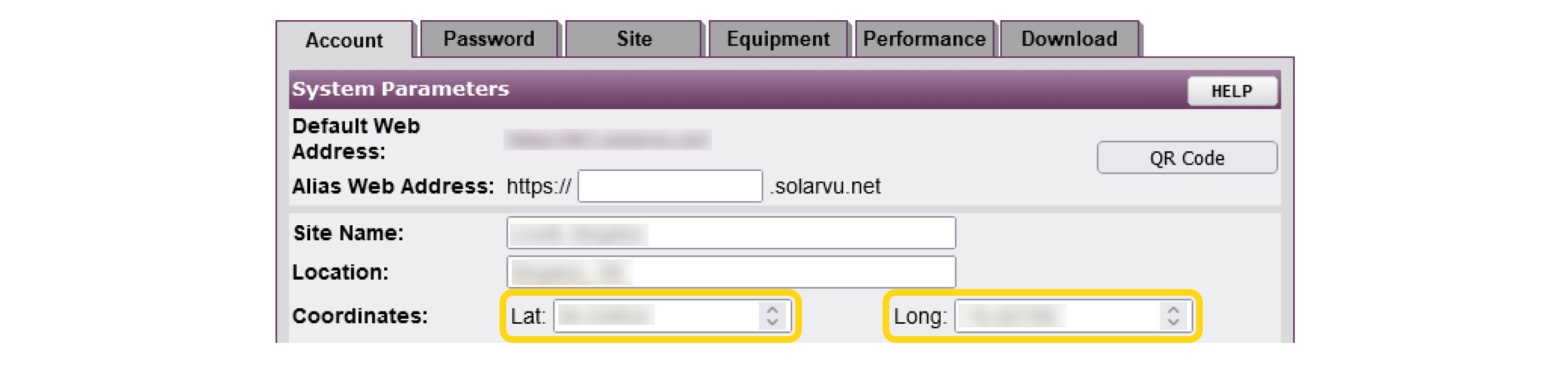 Coordinates Configuration